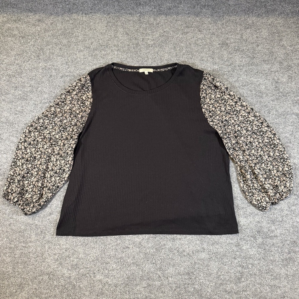 Angels Forever Young Womens 2X  Black Sweater w/ Sheer‎ Floral Sleeves